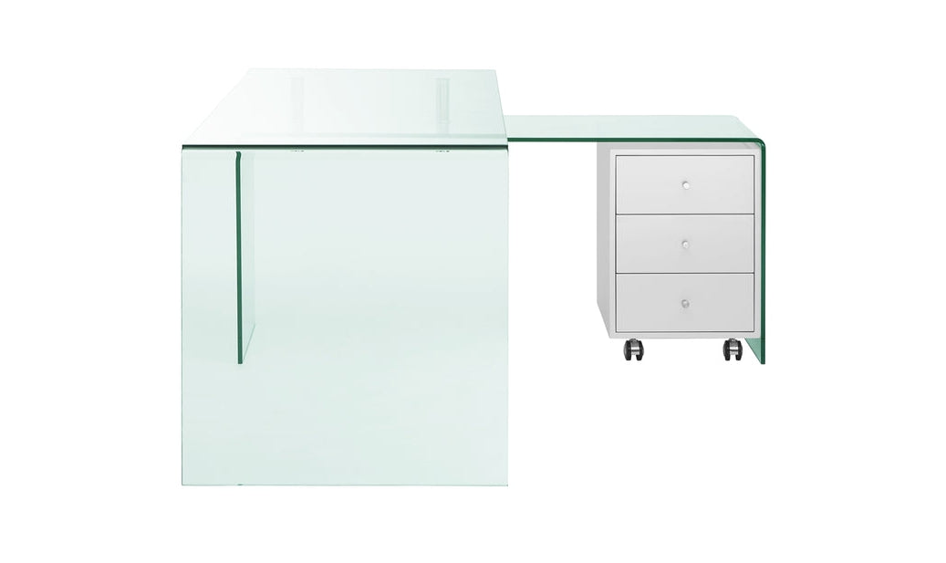 Rio office desk in gloss glass