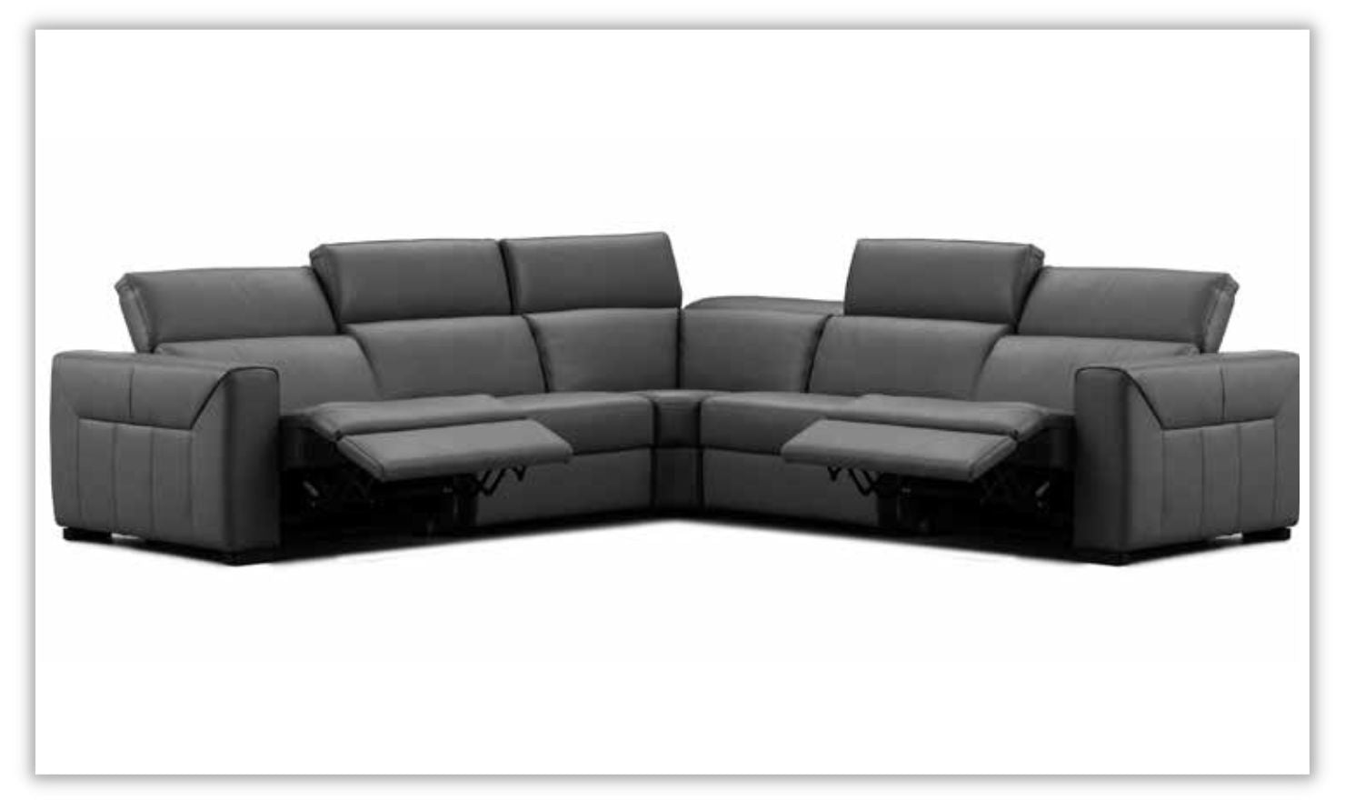 Nicoletti Italia Clio 5 Pieces Leather Recliner Sectional in Gray