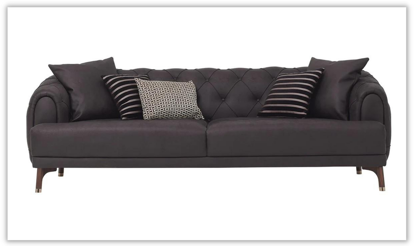 Navona 3 Seater Sofa Bed With Tufted Back In Brown |Leahyco