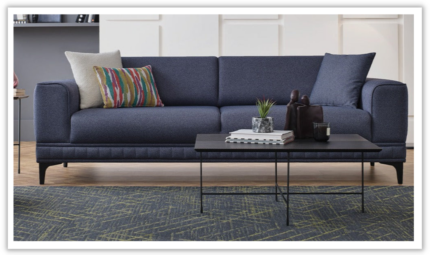 Buy Pavia 3 Seater Sofa Bed With Track Arm in Navy Blue