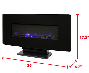 Brayden 36" Curved Black Wall Mount Electric Fireplace-Fireplaces-Leahyco