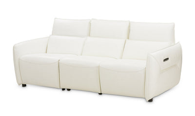 Verona 3-Seater White Leather Power Motion Sofa