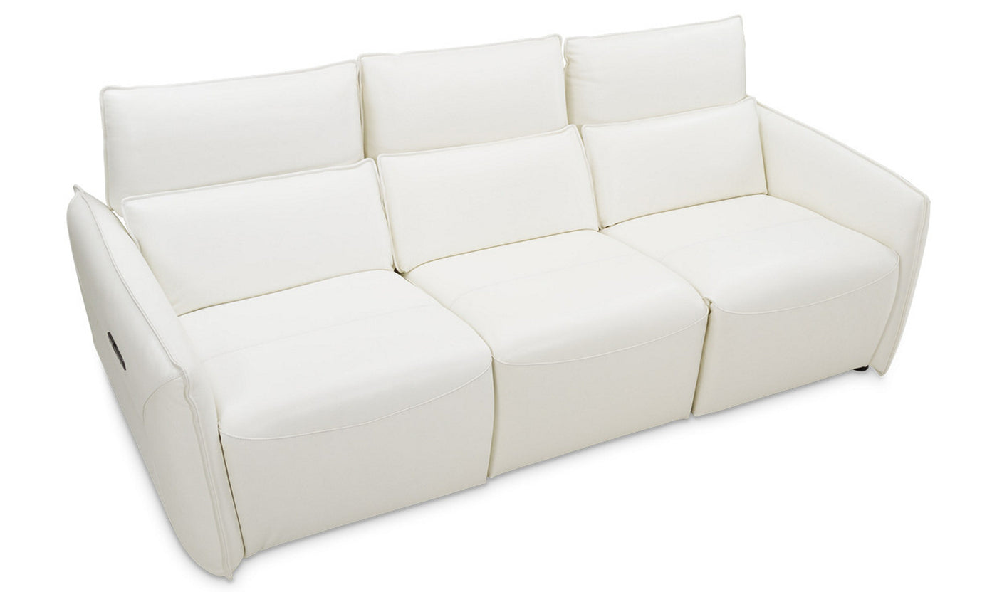 Verona 3-Seater White Leather Power Motion Sofa