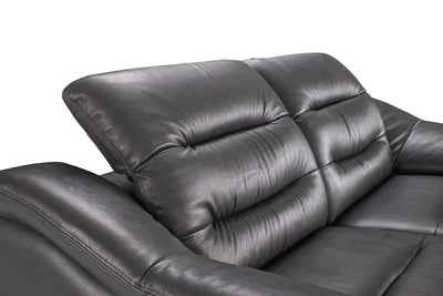 Abram Grey Multiple Cushion Leather Reclining Sofa