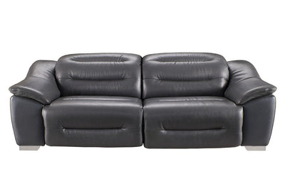 Abram Grey Multiple Cushion Leather Reclining Sofa