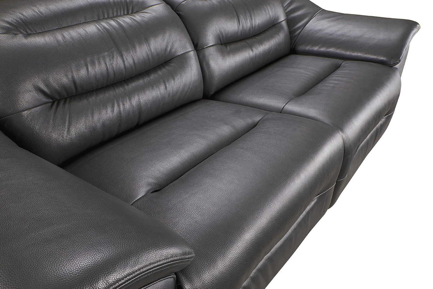 Abram Grey Multiple Cushion Leather Reclining Sofa