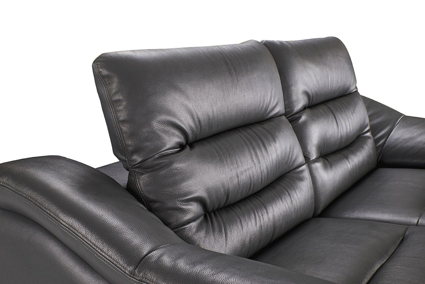 Abram Grey Multiple Cushion Leather Reclining Sofa