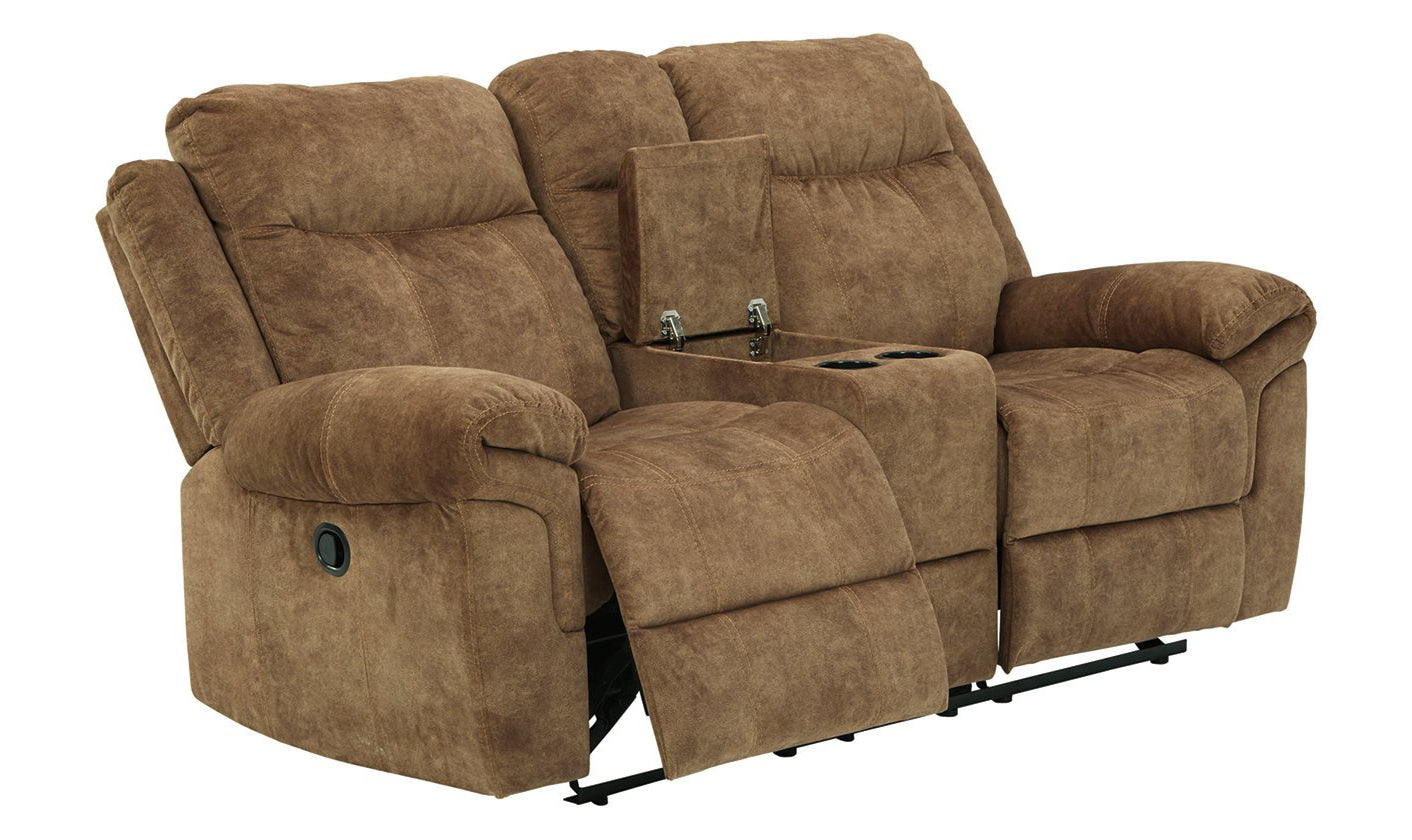 Ademina Reclining Loveseat With Cup Holder Console-Loveseats-Leahyco