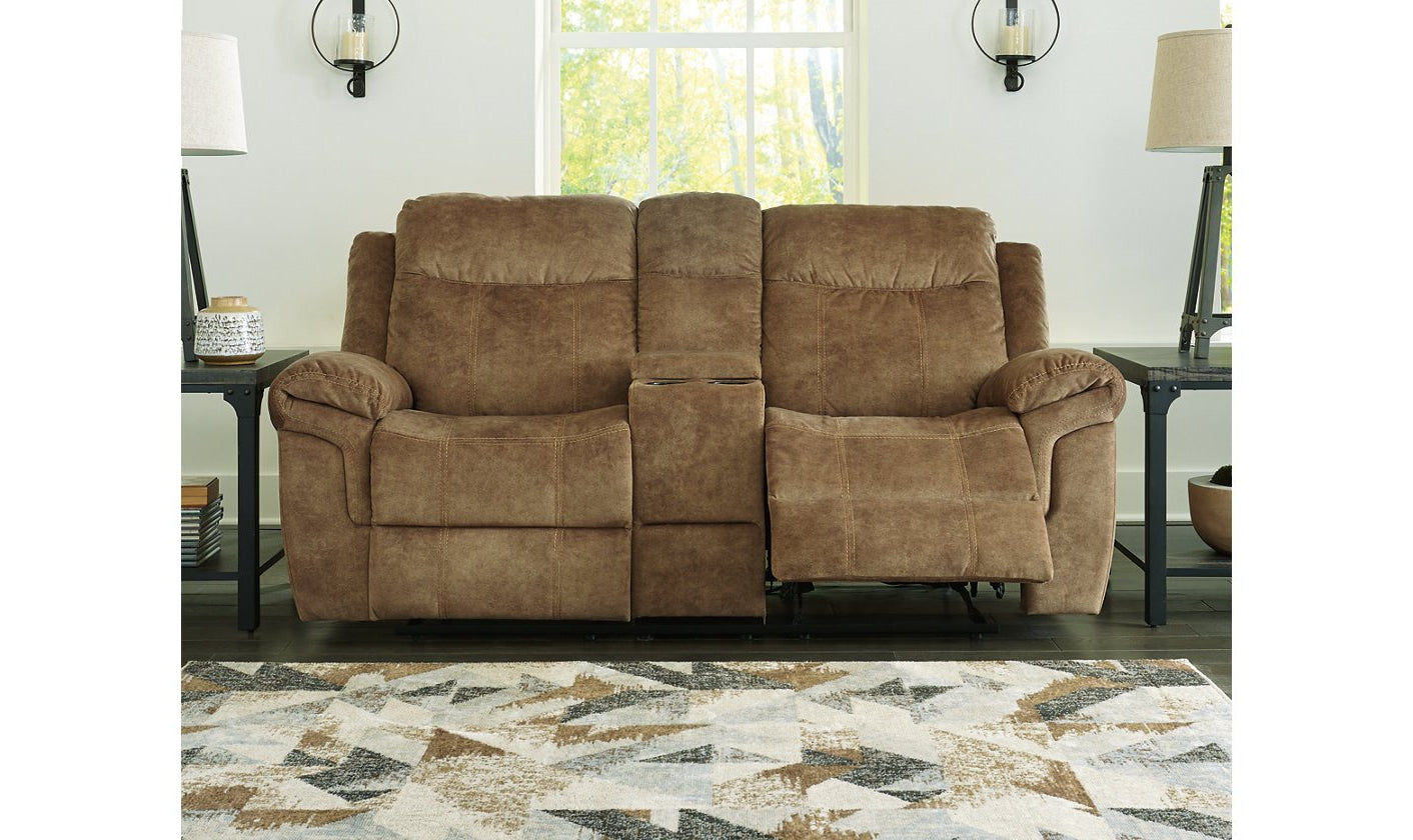 Ademina Reclining Loveseat With Cup Holder Console-Loveseats-Leahyco