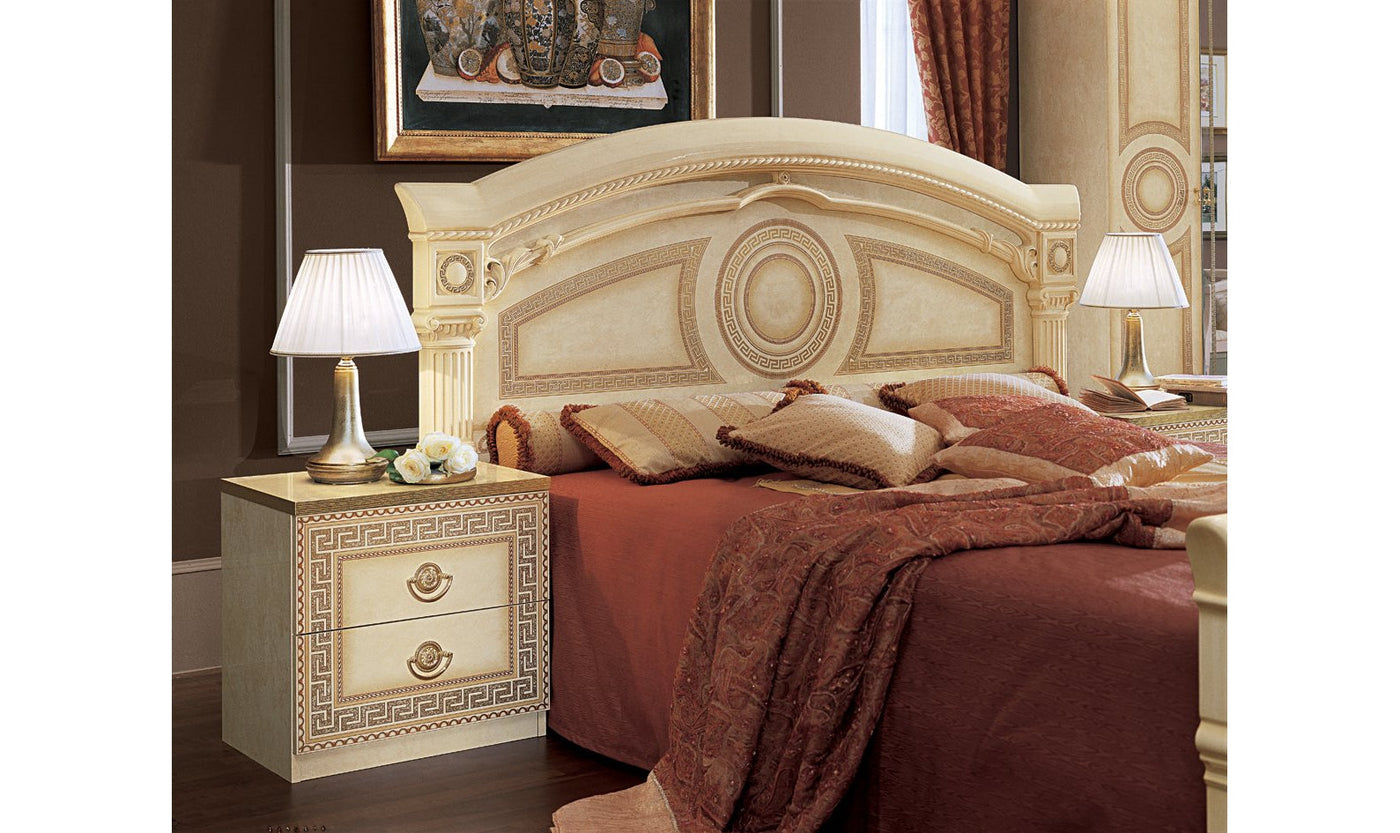 Aida Bed Ivory W/Gold Trim-Beds-Leahyco