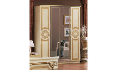 Aida Ivory 4 Door Wardrobe Set-Wardrobes-Leahyco