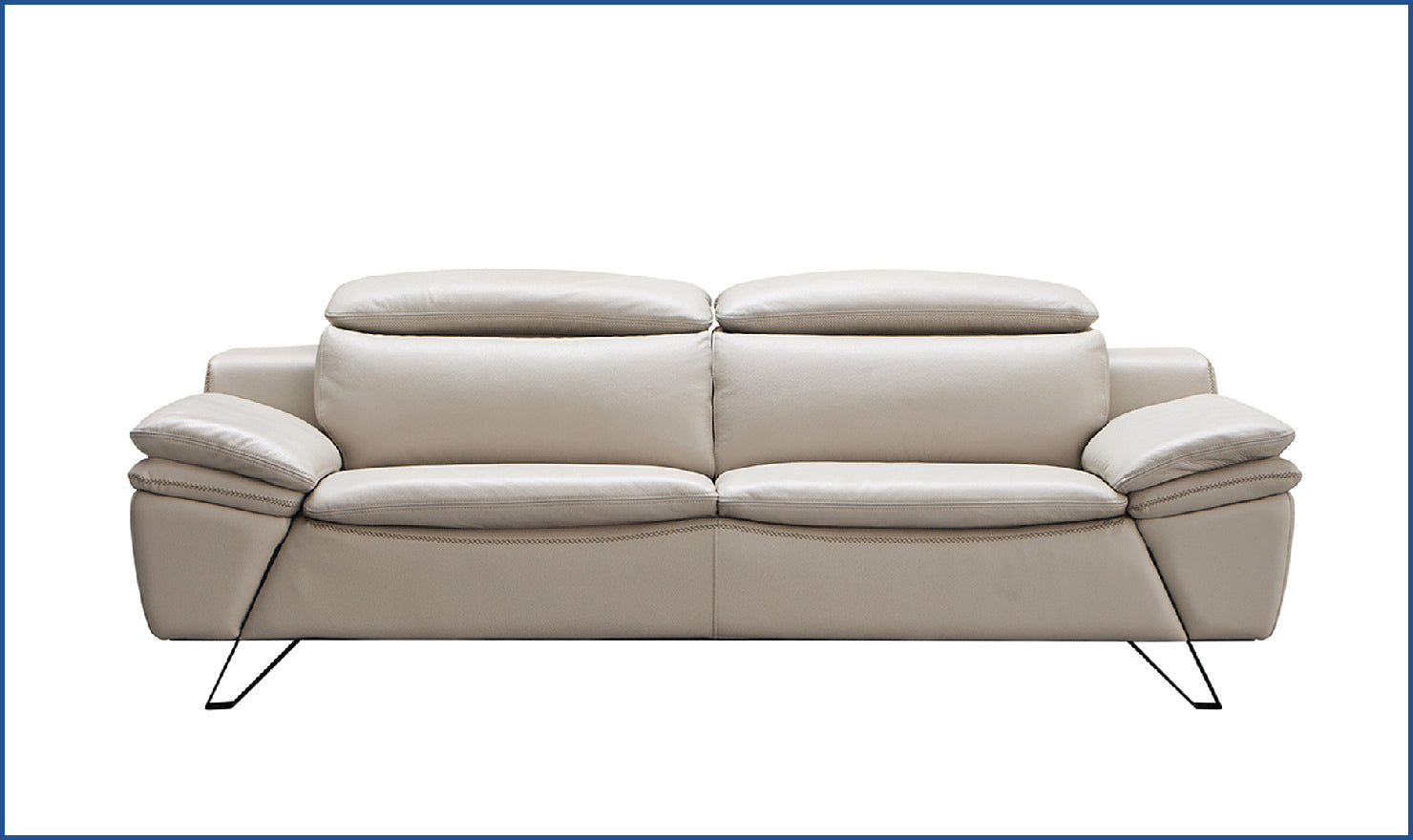 Amir Leather Sofa with Adjustable Headrests