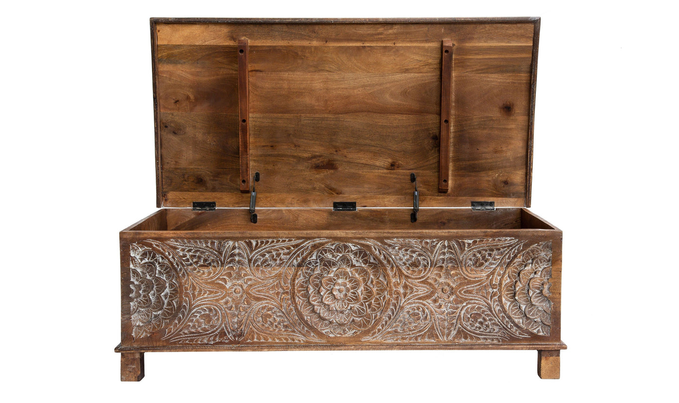 Anglo hand carved trunk-Coffee Tables-Leahyco