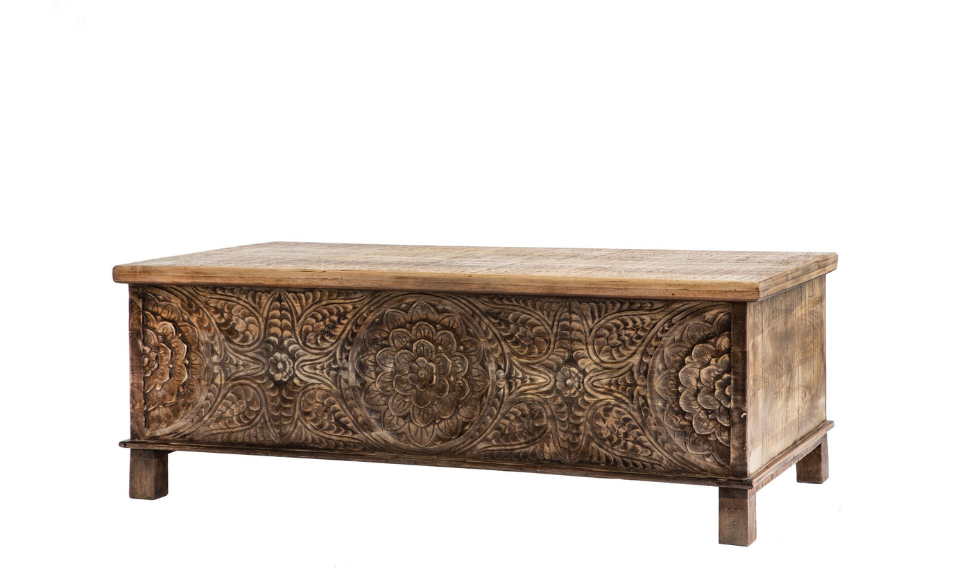 Anglo hand carved trunk-Coffee Tables-Leahyco