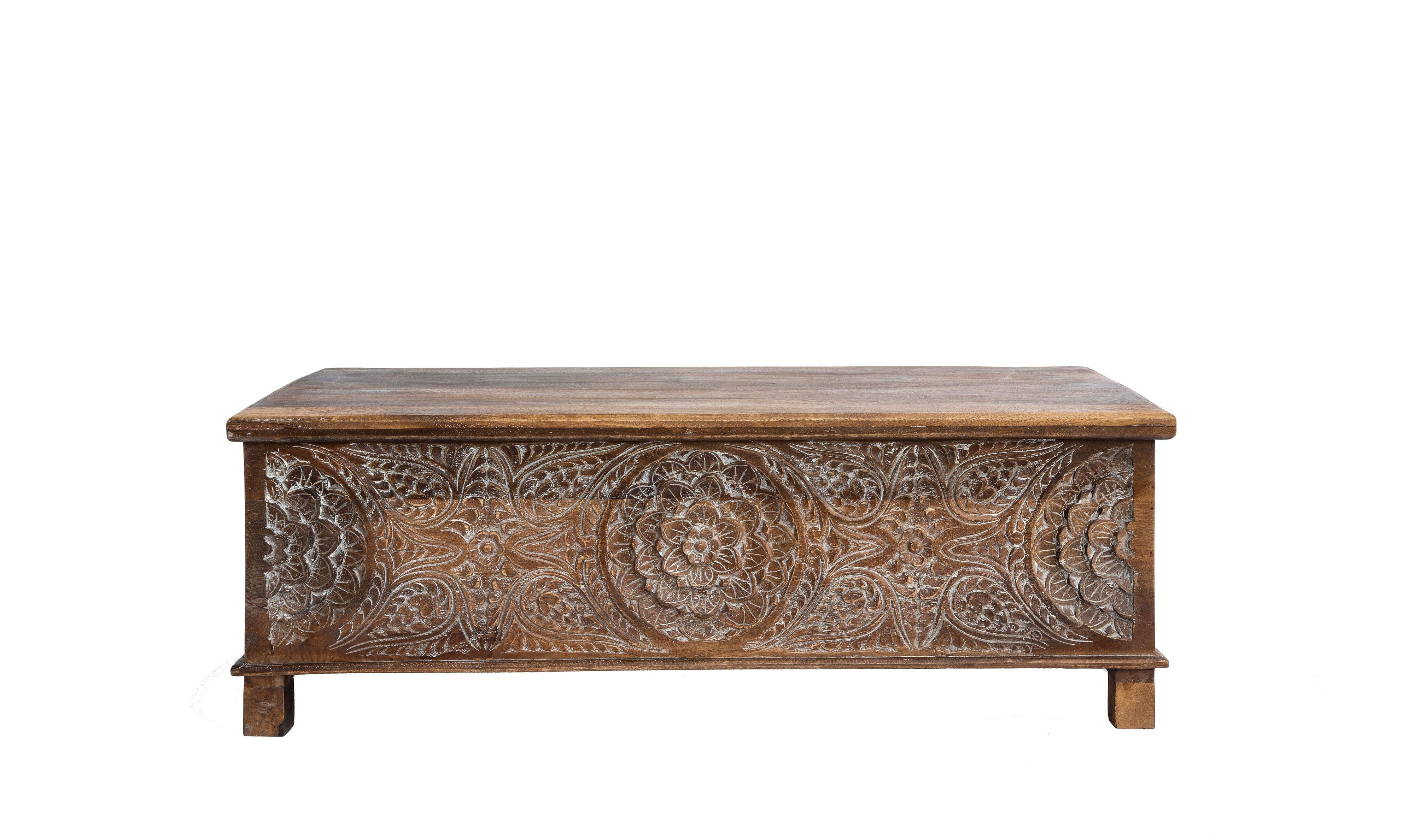 Anglo hand carved trunk-Coffee Tables-Leahyco