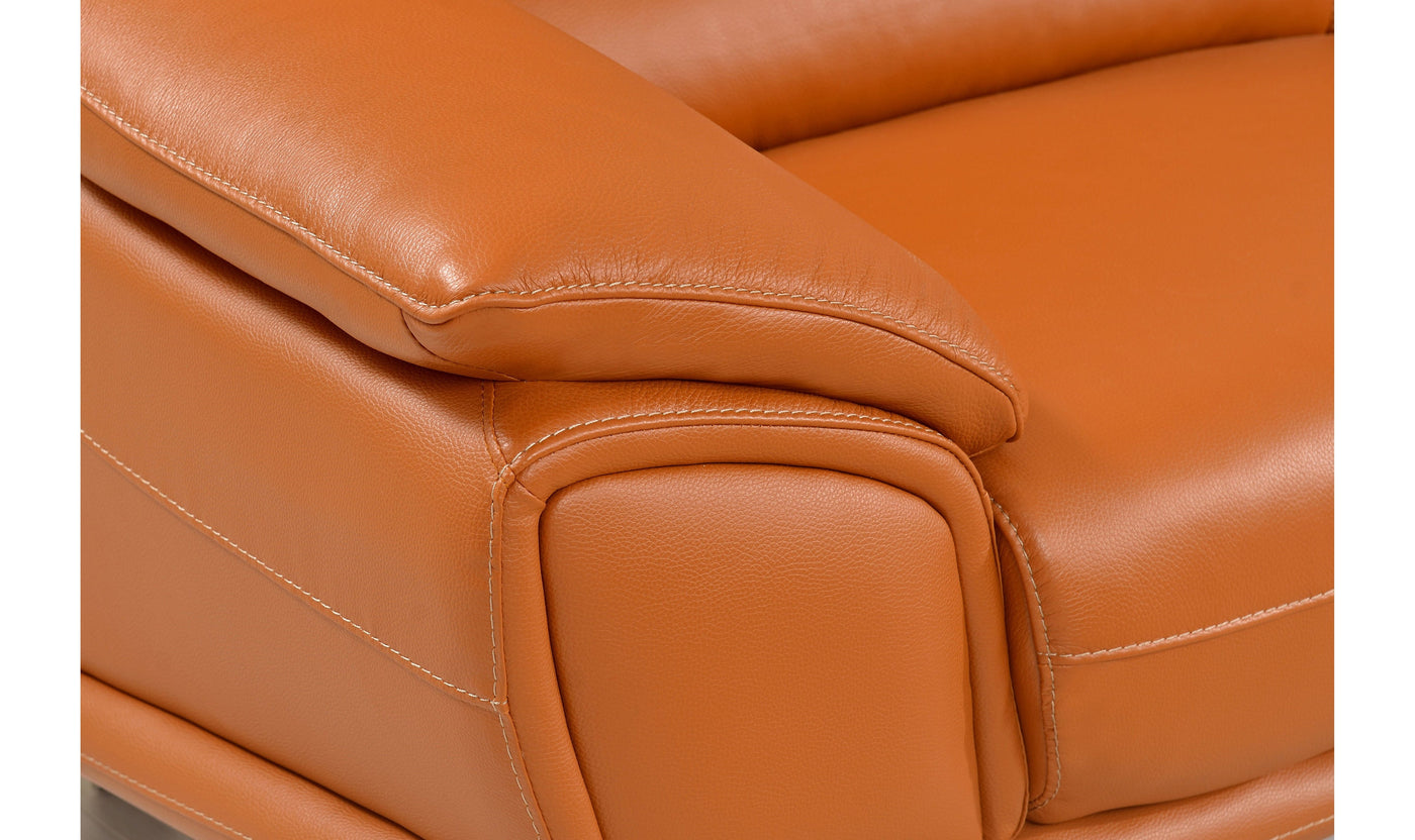 Arrow Modern L-shaped Leather Sectional in Orange