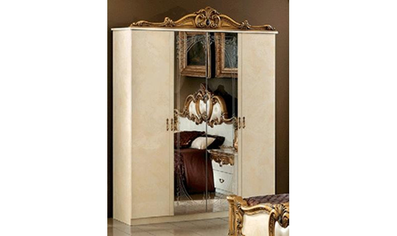 Barocco Ivory/gold 4 Door Wardrobe Set-Wardrobes-Leahyco