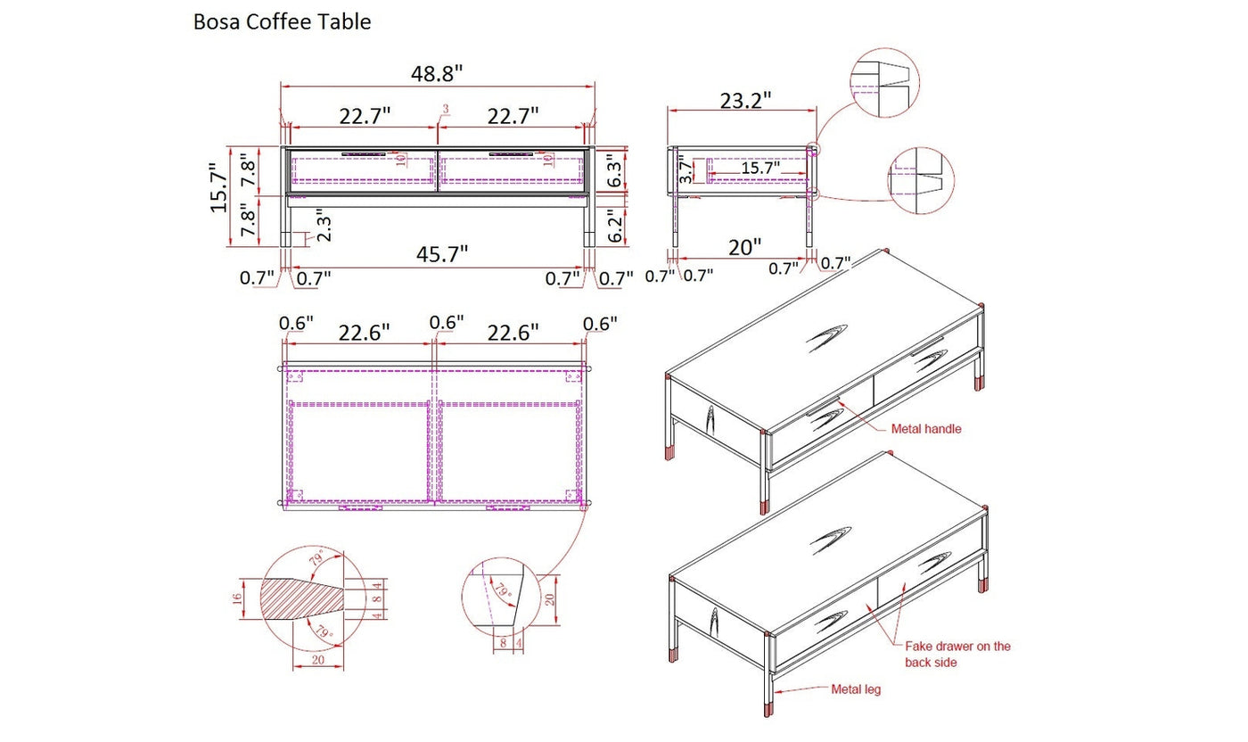 Bosa Coffee Table-Coffee Tables-Leahyco