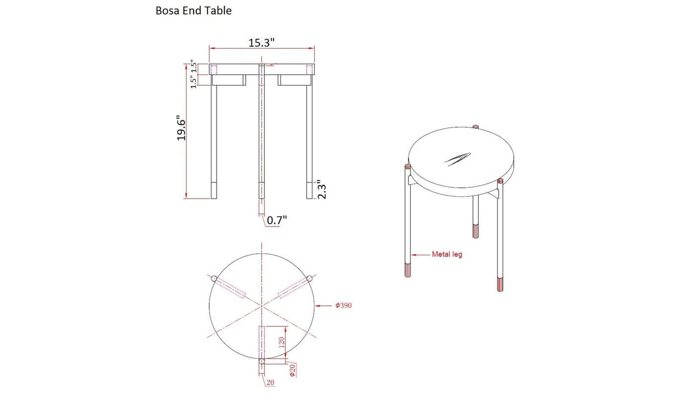 Bosa End Table-End Tables-Leahyco