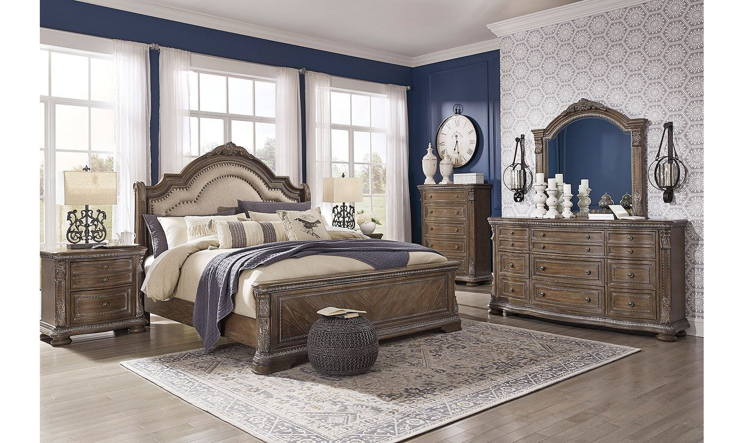 Charmond Upholstered Sleigh Bed-Beds-Leahyco