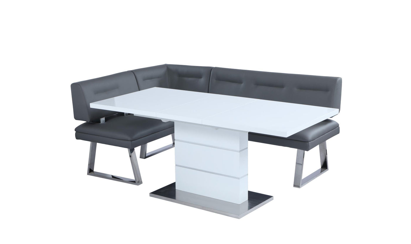 Contemporary Dining Set With Extendable White Table-Dining Tables-Leahyco