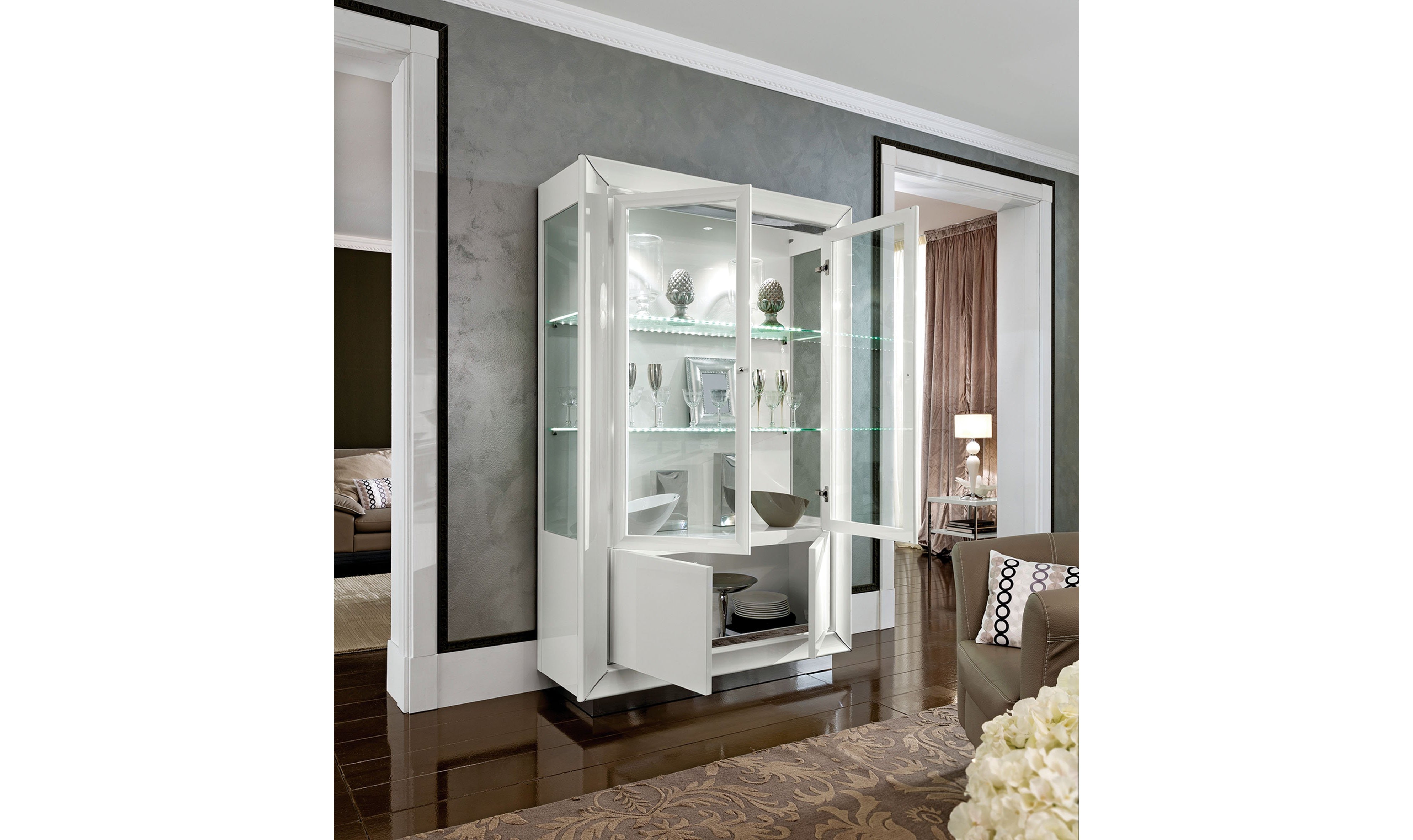 Dama Bianca 2-Door China Cabinet-Cabinet-Leahyco