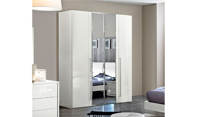 Dama Bianca 4-Doors Wardrobe with Mirror-Wardrobes-Leahyco