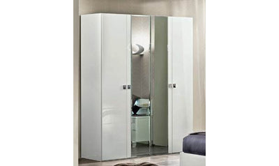 Dama Bianca 4-Doors Wardrobe with Mirror-Wardrobes-Leahyco