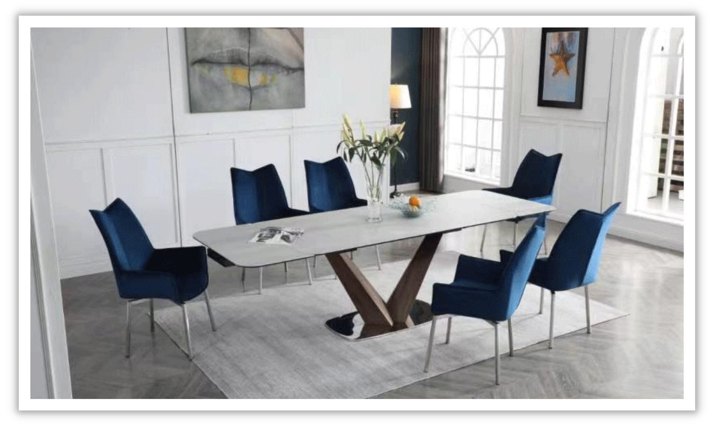 Luke Extendable White Ceramic Dining Table