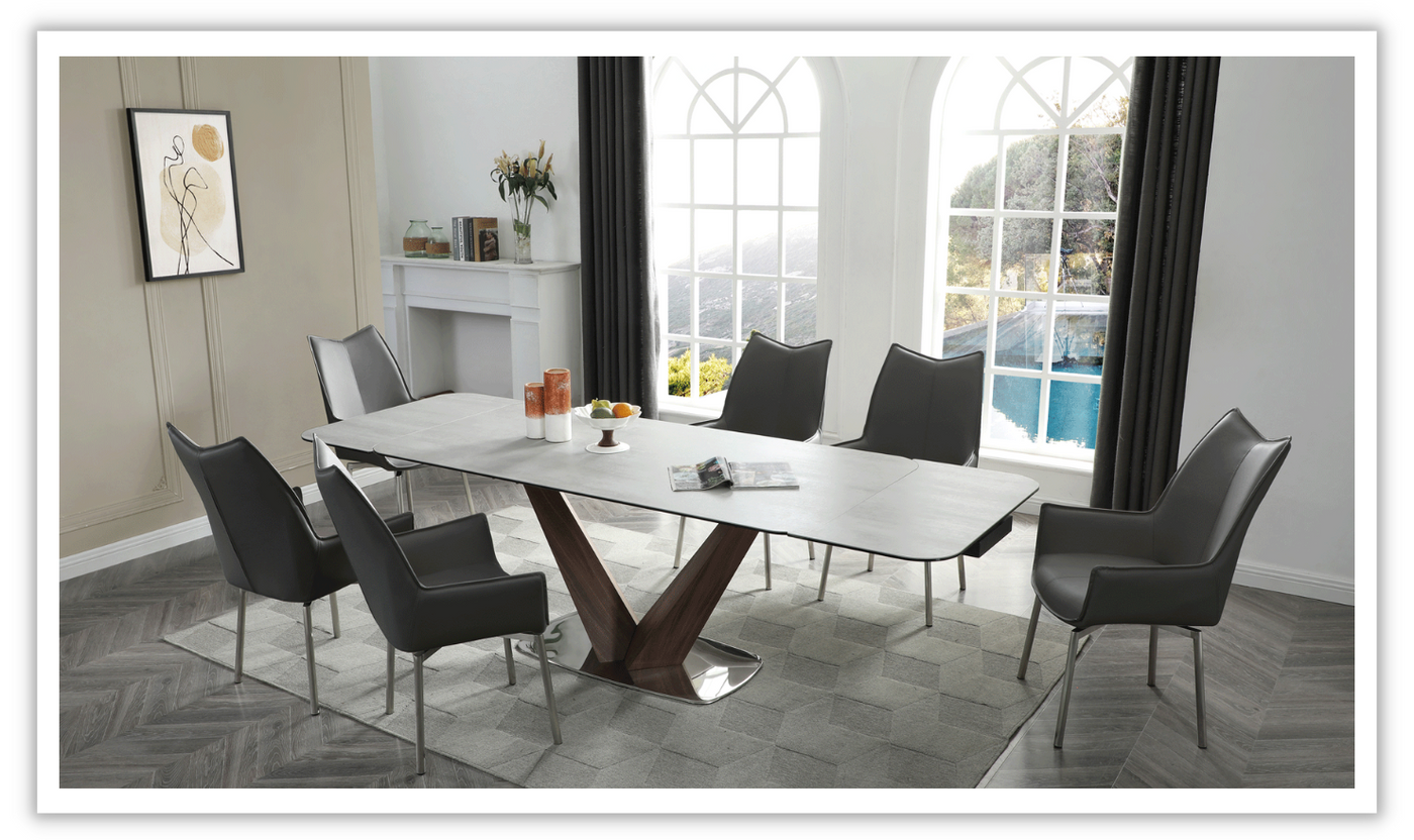 Luke Extendable White Ceramic Dining Table