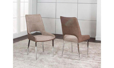 Fabric Chrome Side Chair - Stone-Dining Side Chairs-Leahyco