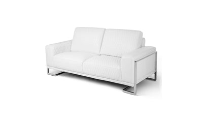 Gianna Leather Loveseat - White-Loveseats-Leahyco