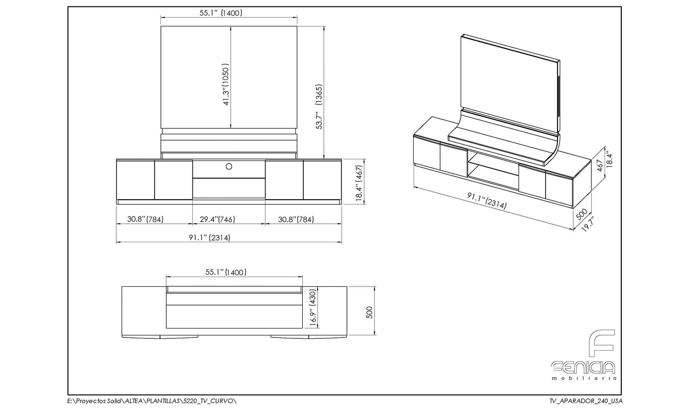 Granada TV Base with Panel-Wall Units-Leahyco