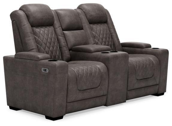 HyllMont Power Reclining Loveseat with Console-Loveseats-Leahyco