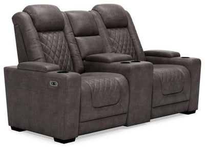 HyllMont Power Reclining Loveseat with Console-Loveseats-Leahyco