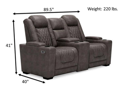 HyllMont Power Reclining Loveseat with Console-Loveseats-Leahyco