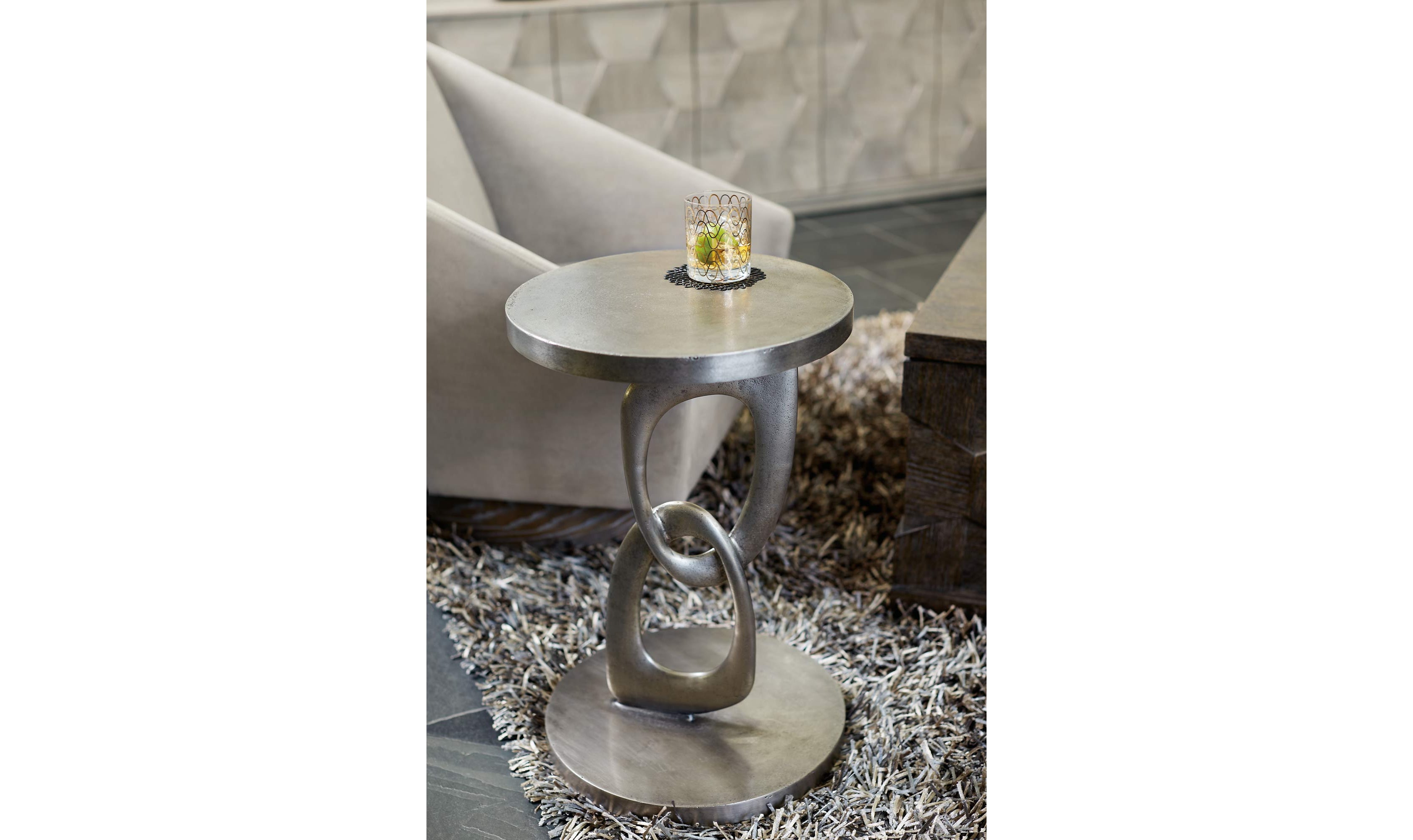 Linea Metal Interlocking Chairside Table-End Tables-Leahyco