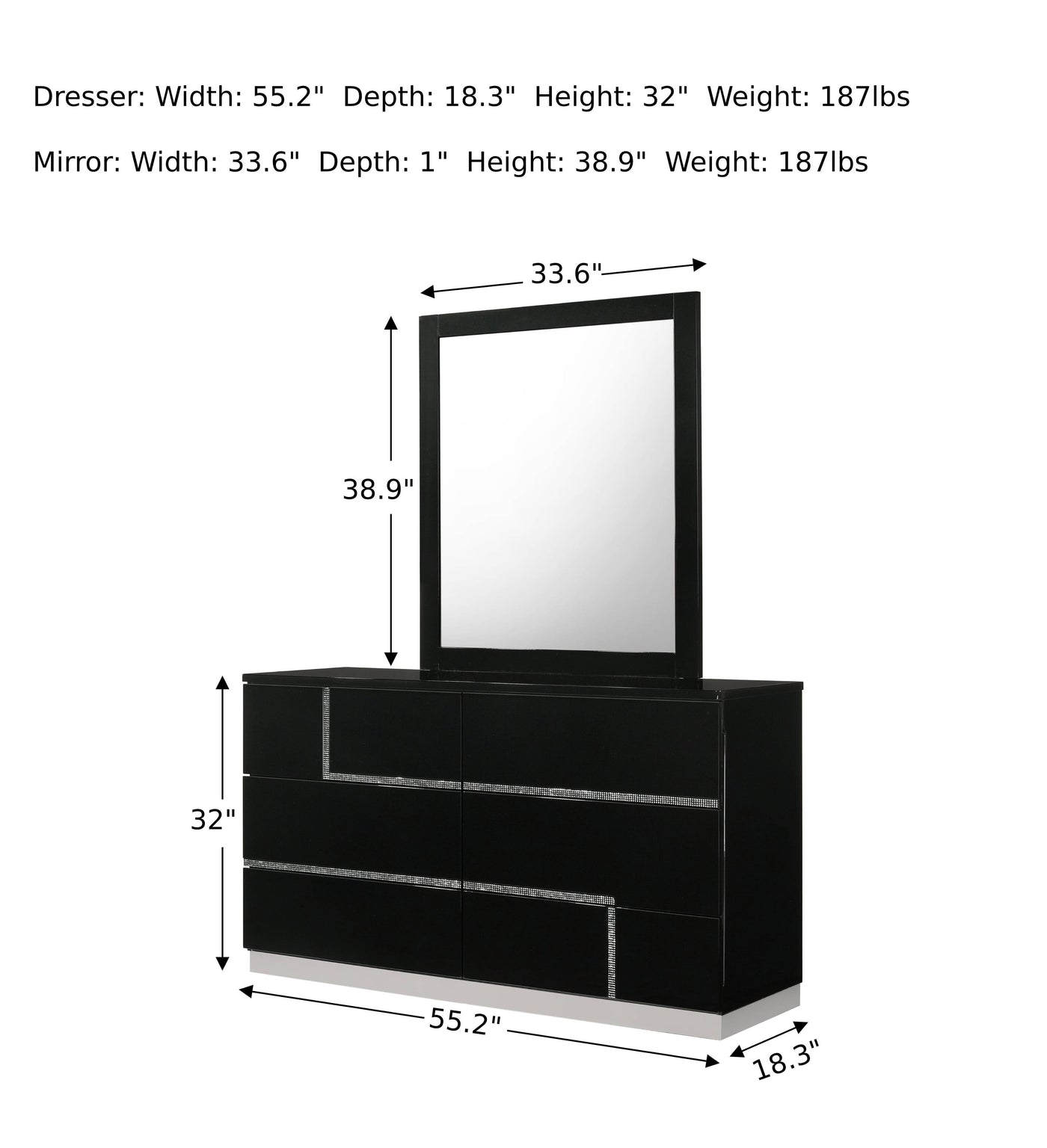 Lucca Dresser with Mirror-Dressers-Leahyco