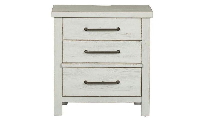 Modern Farmhouse 3 Drawer Nightstand-Nightstands-Leahyco