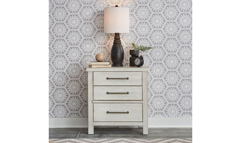 Modern Farmhouse 3 Drawer Nightstand-Nightstands-Leahyco