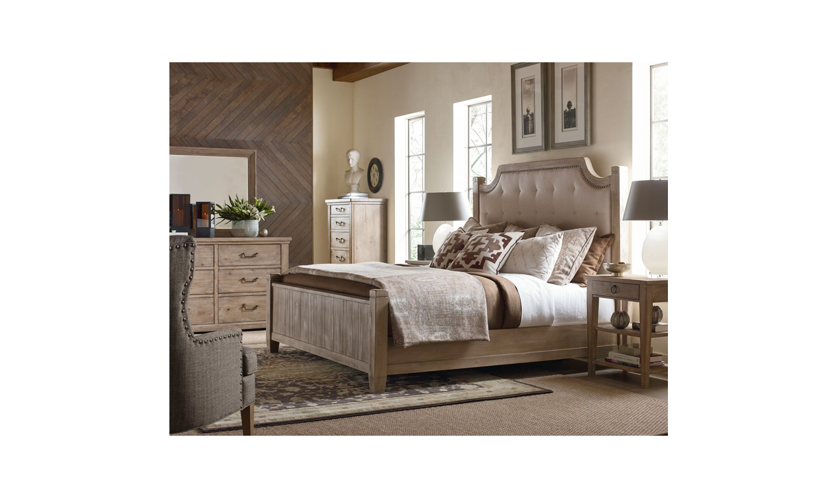 Monteverdi by Rachael Ray Complete Upholstered Low Post Bed, CA King-Beds-Leahyco