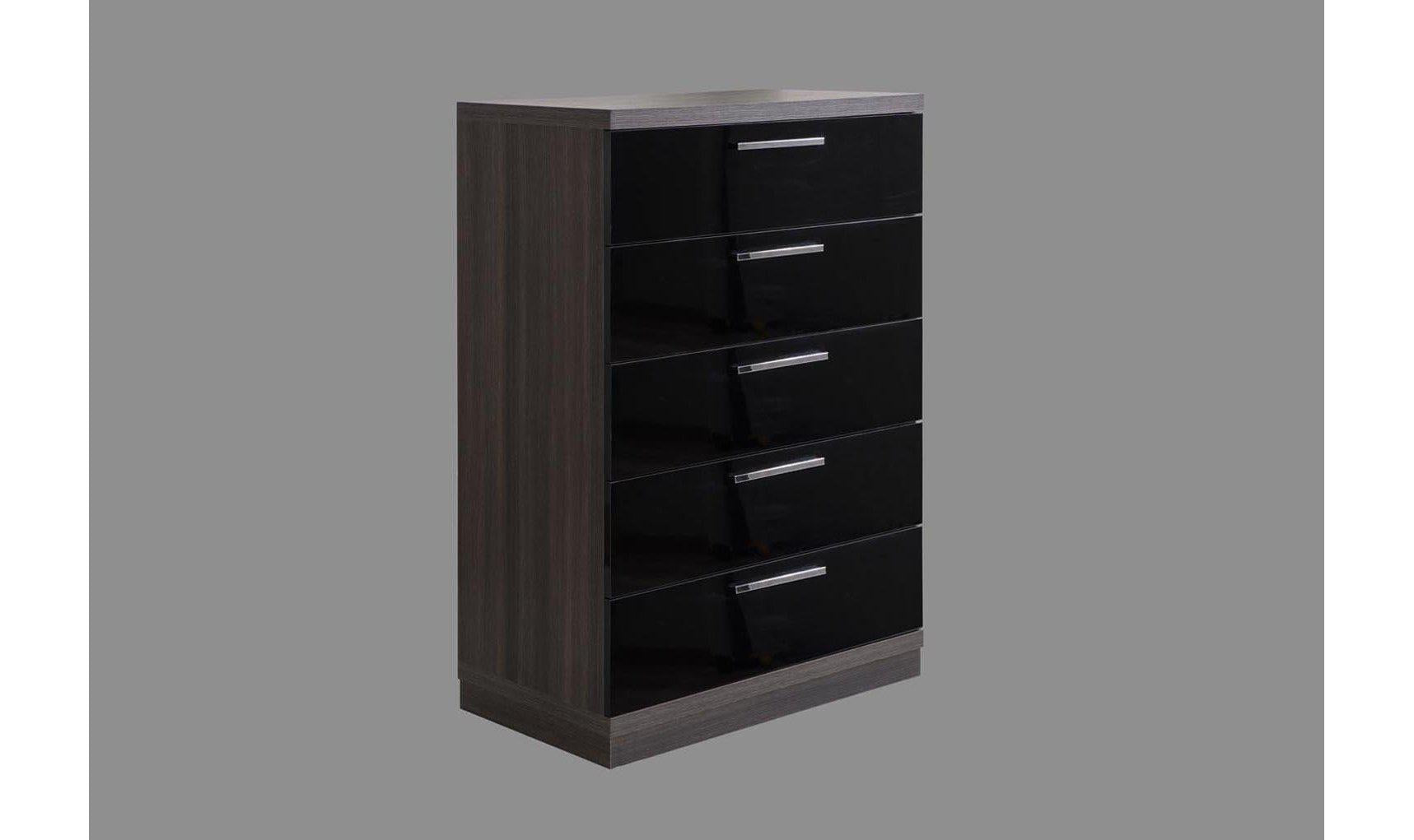 Napoli 5-Drawer Chest, Black & Walnut-Storage Chests-Leahyco