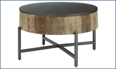 Nashbryn Round Cocktail Table w/Storage-Coffee Tables-Leahyco