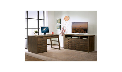 Perspectives Single Pedestal Desks - Brown-Desks-Leahyco