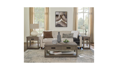 Riata Gray Chairside Table-End Tables-Leahyco