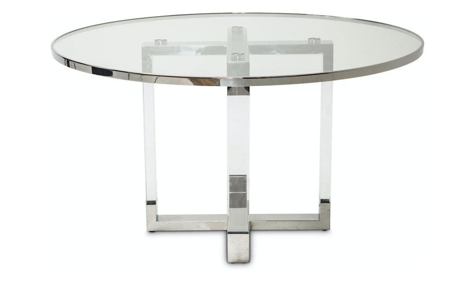 Round Dining Table W/Glass Insert (2 Pc)-Dining Tables-Leahyco