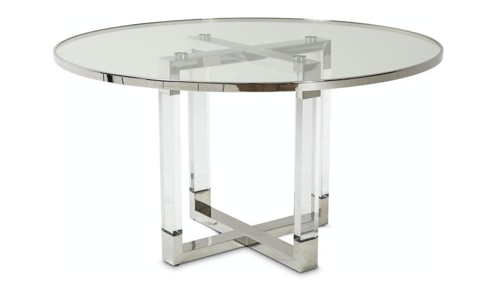 Round Dining Table W/Glass Insert (2 Pc)-Dining Tables-Leahyco