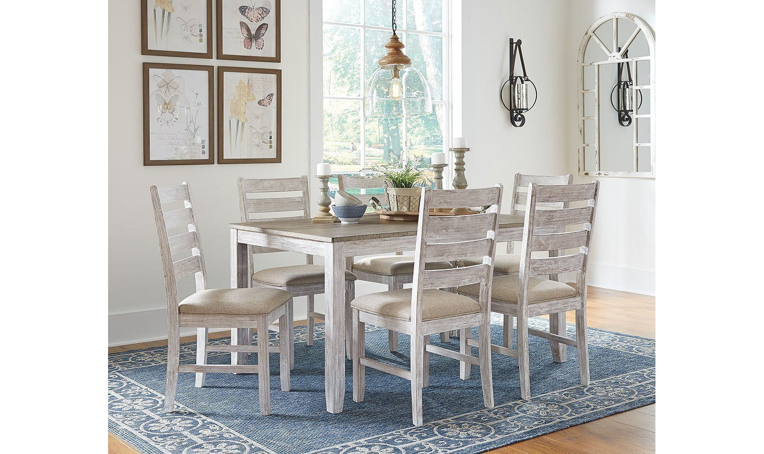 Skempton Dining Room Table and 6 Chairs (Set of 7)-Dining Sets-Leahyco