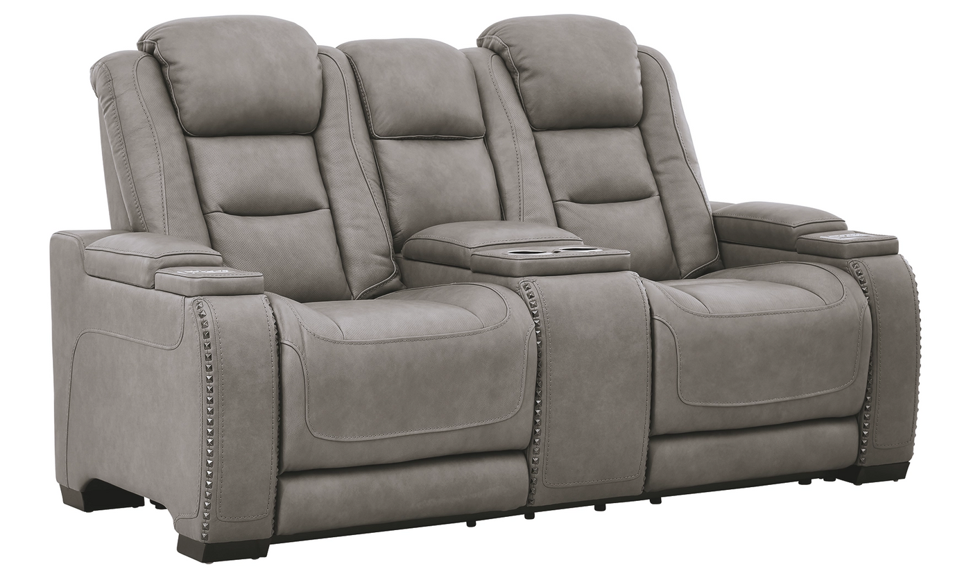 The Man-Den Power-Reclining Loveseat with Adjustable Headrest-Loveseats-Leahyco