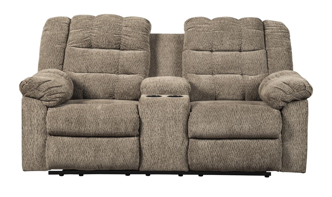 Workhorse DB Rec Loveseat w/Console-Loveseats-Leahyco